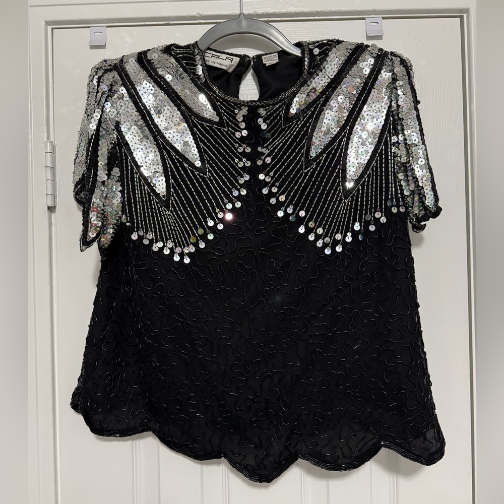 Stunning vintage 80’s Scala sequined top. Size petite medium.
